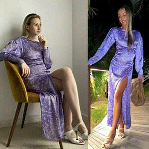 NWT Zara Purple Paisley Print Satin Midi Dress Blogger Favorite Women Size Small